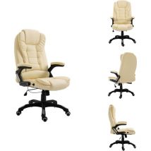 Chaise de bureau Crème Similicuir - Chaise De Bureau - Chaise Ergonomique - Chaise De Bureau Ajustable - Fauteuil De Bureau - Fauteuil Ergonomique