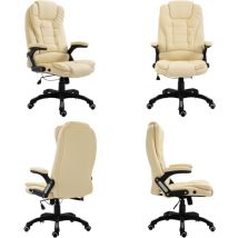 Chaise de bureau Crème Similicuir - Chaise De Bureau - Chaise Ergonomique - Chaise De Bureau Ajustable - Fauteuil De Bureau - Fauteuil Ergonomique