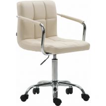 Nova - Chaise de bureau en éco chaise de studio en cuir pivotant avec accoudoirs et roues différentes couleurs Couleur : Crème