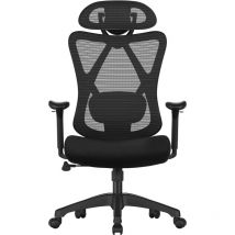 Chaise de Bureau en Toile, Fauteuil d'Ordinateur, Siège Ergonomique, Support Lombaire Réglable, Appui-Tête Réglable, Dossier Inclinable, Charge 150