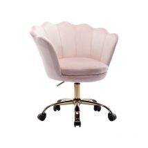 Wahson Office Chairs - Chaise de Bureau Fauteuil de Bureau à Roulettes Réglable en Hauteur pour Bureau et Chambre, Velours, Rose Clair