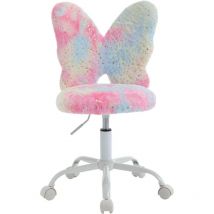 Wahson Office Chairs - Chaise de Bureau Enfant en Fausse Fourrure Chaise Pivotante pour Enfant avec Dossier Chaise Bureau Fille pour Chambre, Rose
