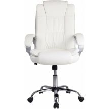 Romo - Chaise de bureau ergonomique avec accoudoirs rabattables, hauteur réglable et design ergonomique. Ausse fourrure blanc