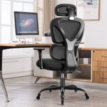 Felixking - Chaise de Bureau Ergonomique, Fauteuil pivotant avec Appui-lordose réglable & accoudoirs, Chaise Ergonomique avec Appui, tête, Fauteuil