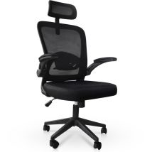 Magicfox - Chaise De Bureau Ergonomique Hauteur Ajustable Avec Appuie-tête Et Accoudoir Réglables Fauteuil De Bureau Maille Respirante - Noir