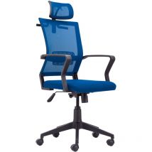 Miroytengo - Chaise de bureau ergonomique mécanismes de pivotement support lombaire hauteur réglable 117-127x64x64 cm couleur bleu