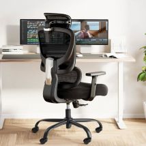 Marsail - Chaise de Bureau Ergonomique, Maille avec Support Lombaire, Siège Inclinable et Réglage en Hauteur, Noir