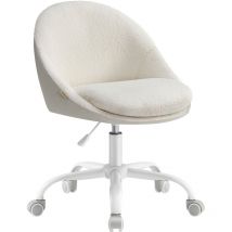Chaise de Bureau, Fauteuil Pivotant en Peluche et pu, Siège Confort, Rembourrage en Mousse, Réglable en Hauteur, pour Bureau, Chambre, Beige