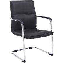 Décoshop26 - Chaise de bureau fauteuil visiteur avec accoudoirs en pvc noir et métal 100001923