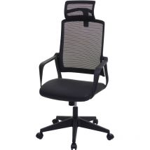 HHG - Chaise de bureau 064, chaise pivotante chaise de bureau, appui-tête ergonomique, similicuir, noir