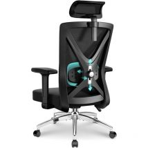 Authmic - Fauteuil de bureau,Coussin lombaire réglable en mousse 5D,chaise de bureau avec roulettes en caoutchouc silencieuses,charge de 155 kg