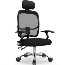 Authmic - Chaise de Bureau Inclinable, Réglable en Hauteur, Fauteuil de Bureau avec Accoudoir Pliable, Soutien Lombaire Ajustable Charge-noir