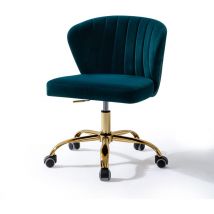 Chaise de Bureau Moderne, Chaise Coquille Ergonomique, Fauteuil de Bureau Mignonne en Velours , Siège Roulante Pivotante à Dossier Bas Réglable, pour