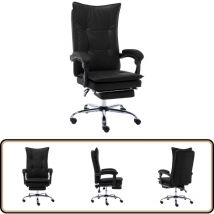 Chaise de bureau Noir Similicuir - Fauteuil De Bureau - Chaise De Bureau - Chaise Ergonomique - Chaise Inclinable - Siège Confortable