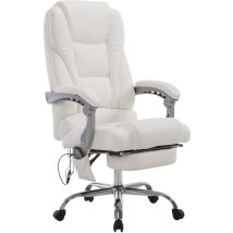 Décoshop26 - Fauteuil de bureau avec fonction massage repose-pieds dossier inclinable en pvc blanc 100002582