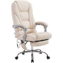 Décoshop26 - Fauteuil de bureau avec fonction massage repose-pieds dossier inclinable en pvc crème 100002583