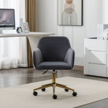 Tanant - Chaise de bureau pivotante à 360° en velours avec hauteur d'assise réglable,pieds dorés, pour la maison/le bureau - Gris