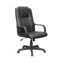 Abitare - Chaise de bureau pivotante en pvc gris foncé avec hauteur et accoudoirs réglables