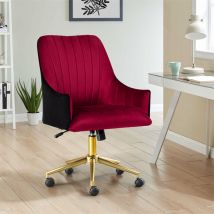 Fortuna Lai - Chaise de bureau, pivotante réglable en hauteur, en velours pour chambre/bureau, max charge 150 kg, vin rouge