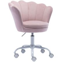 Chaise Enfant en Velours Chaise de Bureau pour Enfant Chaise Bureau Enfant Avec Pieds Métal, Rose Clair