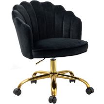 Chaise de bureau sans bras en velours, chaise de bureau mignonne réglable moderne, chaise de bureau pour filles, Noir