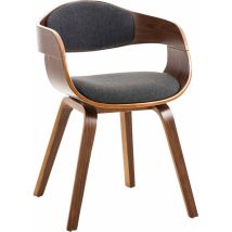 Décoshop26 - Chaise de bureau sans roulettes visiteur en tissu et bois design retro et confort maximal noyer gris foncé BUR10547
