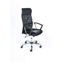 Inter Link - Fauteuil de bureau en métal avec roulettes réglables en hauteur et assise en éco-cuir noir