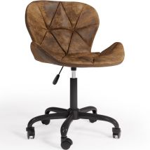 Privatefloor - Chaise de bureau vintage - Cuir végétalien - Delare Marron vieilli