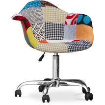 Privatefloor - Chaise de bureau avec accoudoirs - Chaise de bureau à roulettes - Tapissée en patchwork - Patty Multicolore