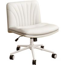 Marsail - Chaise de bureau, Fauteuil de Coiffeuse en Cuir,64 x 48 cm Grand Coussin, Réglable Style Scandinave pour Salon et Espace Repas, Blanc