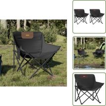 Chaise de camping avec poche pliable lot de 2 noir - Chaises De Camping - Chaise Pliante - Mobilier De Jardin - Chaise Extérieure - Chaise Portable