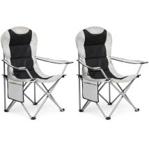 Lot De 2 Chaises De Camping Pliantes – Tissu Oxford Imperméable – Cadre Acier 120 Kg – Sac De Transport Inclus – Gris Clair – Intimate Wm Heart