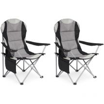 Intimate Wm Heart - Mondeer Lot de 2 chaises de camping pliante avec Porte-Gobelet et Poche de Côté , Gris Foncé