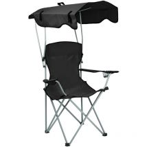 Chaise de Camping Pliable et Portable avec accoudoirs et Porte-gobelets Chaise de Pêche Chaise Plage Légère noir
