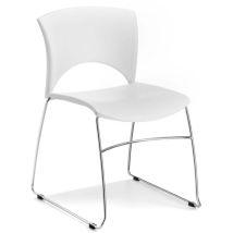 Lot De 2 Chaises De Conférence Sole Avec Structure En Fil De Fer Chromé En Métal, Siège Et Dossier Blancs