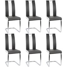 Haloyo - Lot de 6 Chaises Salle à Manger, Chaise de Cuisine avec avec Assise et Dossier en pu, en Métal Pieds,noir et blanc