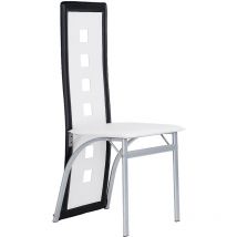 Haloyo - Lot de 8 Chaises de Salle à Manger,Chaise de Cuisine avec avec Assise et Dossier en PU,Pieds en Métal, blanc et noir