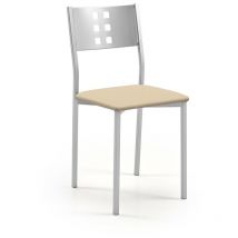 Fanmuebles - Chaise de cuisine Zamora avec structure en métal et aluminium 38 x 86 x 47 cm Revêtement : Sisal argenté