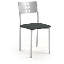 Fanmuebles - Chaise de cuisine Zamora avec structure en métal et aluminium 38 x 86 x 47 cm Revêtement : Argent Graphite