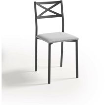 Fanmuebles - Chaise de cuisine cadre texturé noir Bilbao 38 x 86 x 47 cm Revêtement : Michigan Silver