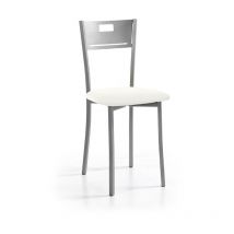 Fanmuebles - Chaise de cuisine Isabel avec structure en métal couleur aluminium 40 x 86 x 45 cm Revêtement : Michigan Blanc