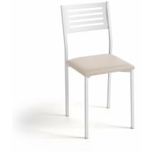 Fanmuebles - Chaise de cuisine Kati, structure blanche texturée 38 x 86 x 47 cm Revêtement : Domus Fumée
