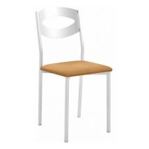Chaise de cuisine Olga avec structure blanche 38 x 86 x 47 cm Revêtement : Domus Habana