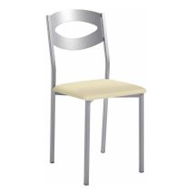 Fanmuebles - Chaise de cuisine Olga avec structure en aluminium 38 x 86 x 47 cm Revêtement : Similicuir crème