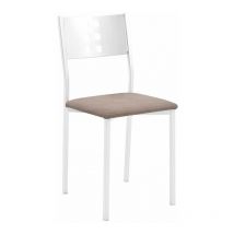 Fanmuebles - Chaise de cuisine Zamora structure en métal blanc 38 x 86 x 47 cm Revêtement : Domus Urban