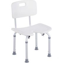 Homcom - Chaise de douche siège de douche ergonomique hauteur assise réglable pieds antidérapants charge max. 136 Kg alu hdpe blanc