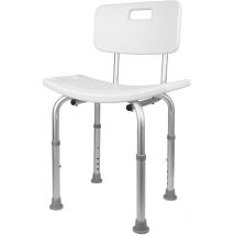 Jeobest - Chaise de douche avec dossier - hauteur réglable - blanc