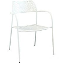Gardeness - Chaise de fauteuil empilable de jardin avec structure en acier et accoudoirs tharum White - White