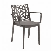 Chaise de fauteuil équipable dans des bars et restaurants en résine extérieure internes avec un dossier décoré Floreal Con braccioli Tan - Tan