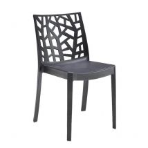 Chaise de fauteuil équipable dans des bars et restaurants en résine extérieure internes avec un dossier décoré Floreal Senza braccioli Black